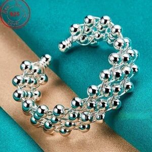 S925 Sterling Silver Grape Bead Bracelet With An Open Weave Design - NWT
